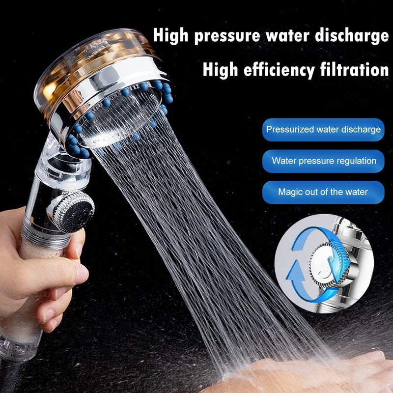 CWPW ANTOWER High Pressure Handheld Showerhead with filters Vortex shower head hydro jet shower head Turbo ShowerHead Propeller 360 Degrees Rotating Easy Install (I-Gold) - Image 2